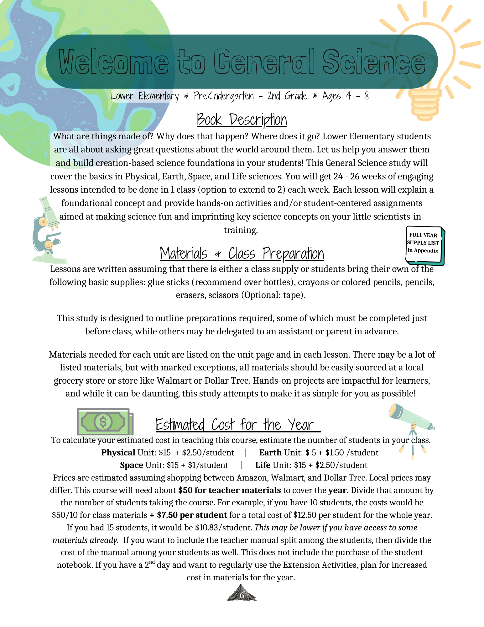 General Science Teacher Manual PreK-2nd